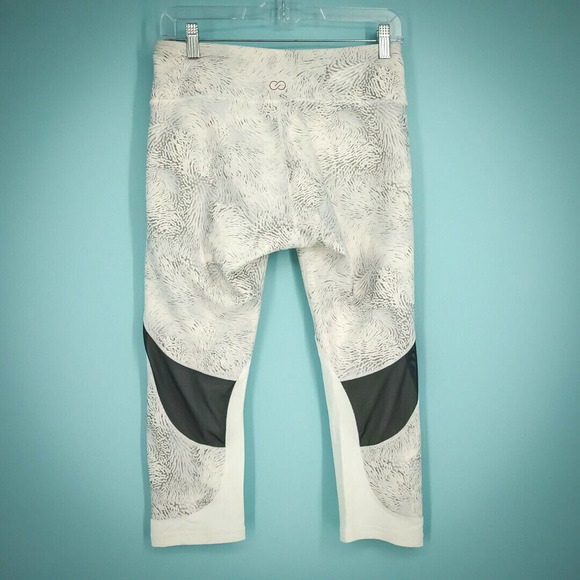 Calia Size Medium M White Gray Print Limited Edition Crop Active Leggings - Picture 4 of 6